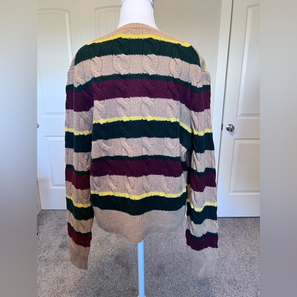 NWT Ralph Lauren Cable Knit Striped Cardigan Sweater 90% Wool 10% Cashmere SzXXL - Picture 8 of 12